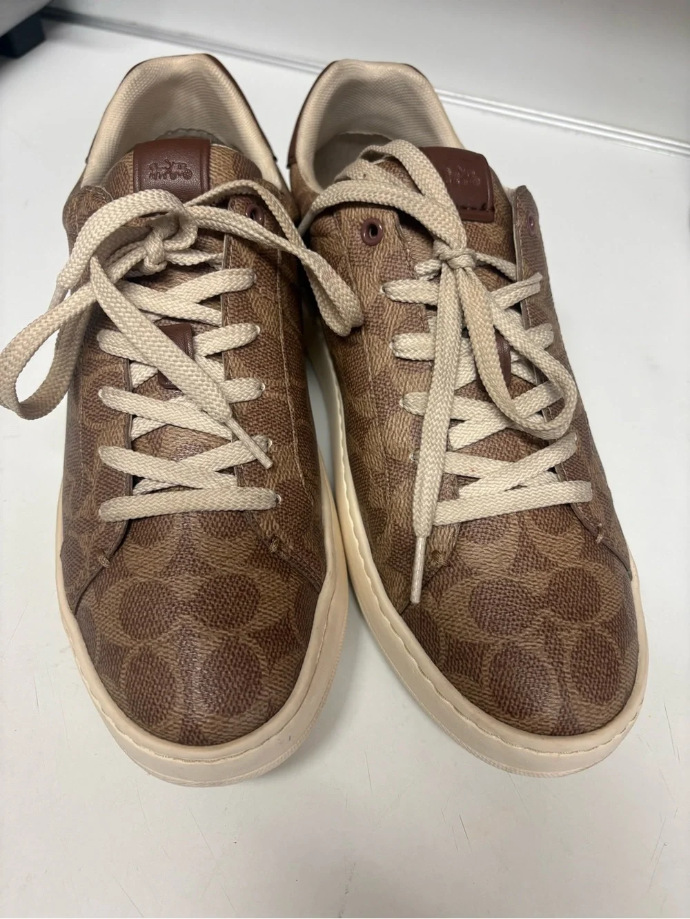Women's High Line Signature Logo Coated Canvas Sneakers size 10B excellent